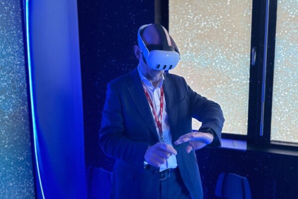 Guy Middleton from the England's Connected Heartland team trying on the VR headset